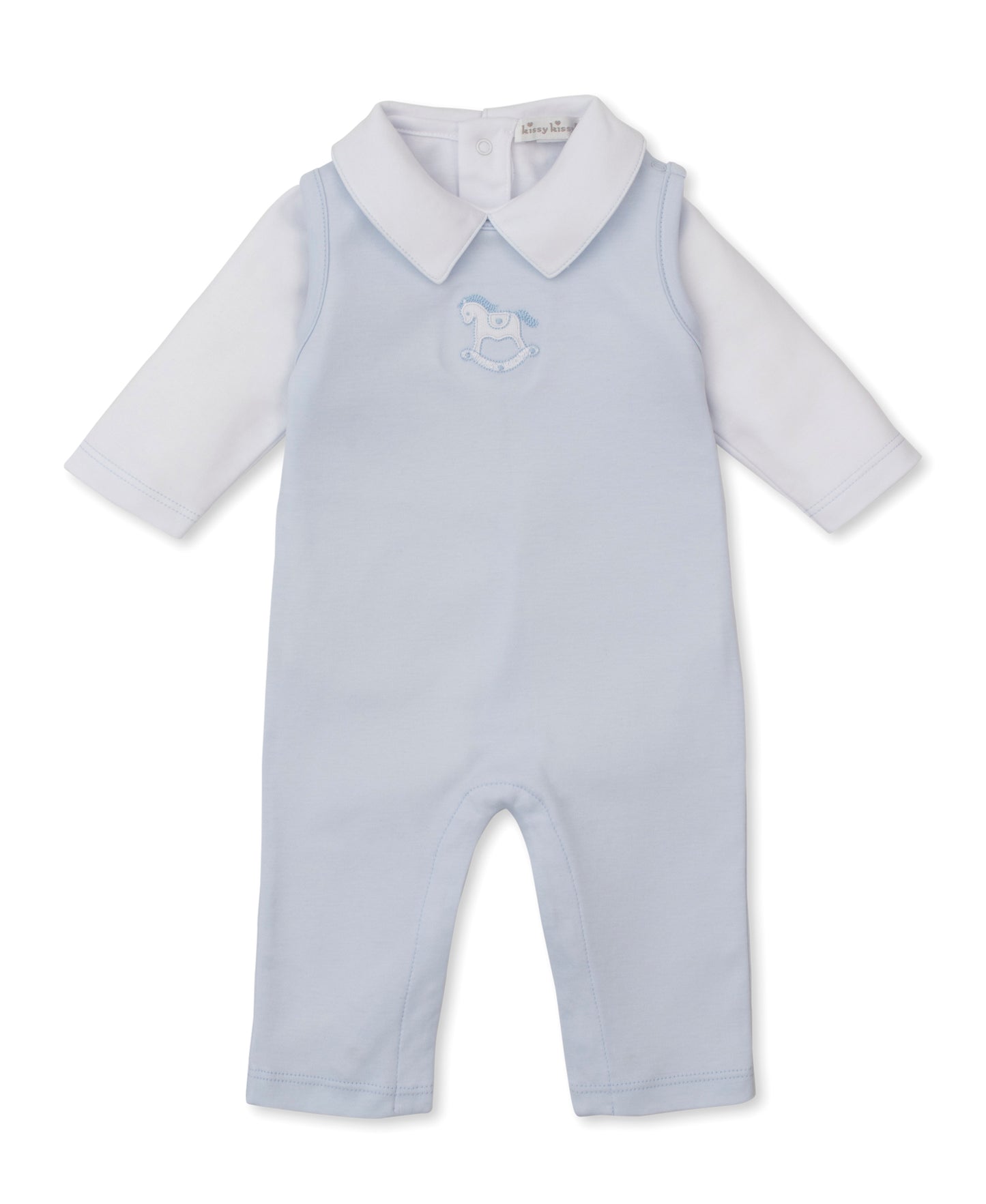 Kissy Kissy Baby Boys Rocking Horse Blue Overall Set with Shirt by Kissy Kissy