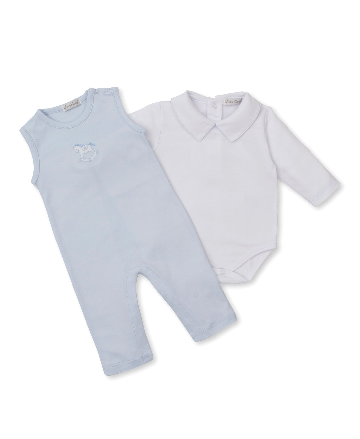 Kissy Kissy Baby Boys Rocking Horse Blue Overall Set with Shirt by Kissy Kissy