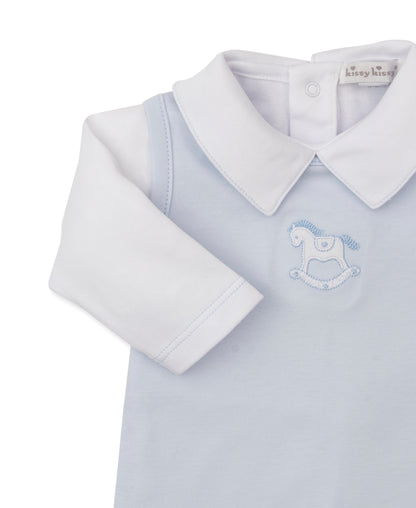 Kissy Kissy Baby Boys Rocking Horse Blue Overall Set with Shirt by Kissy Kissy