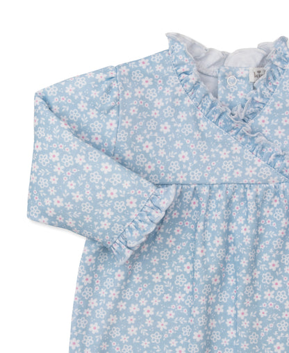Kissy Kissy Baby Girls Blue Fall in Blooms Ruffle Romper by Kissy Kissy