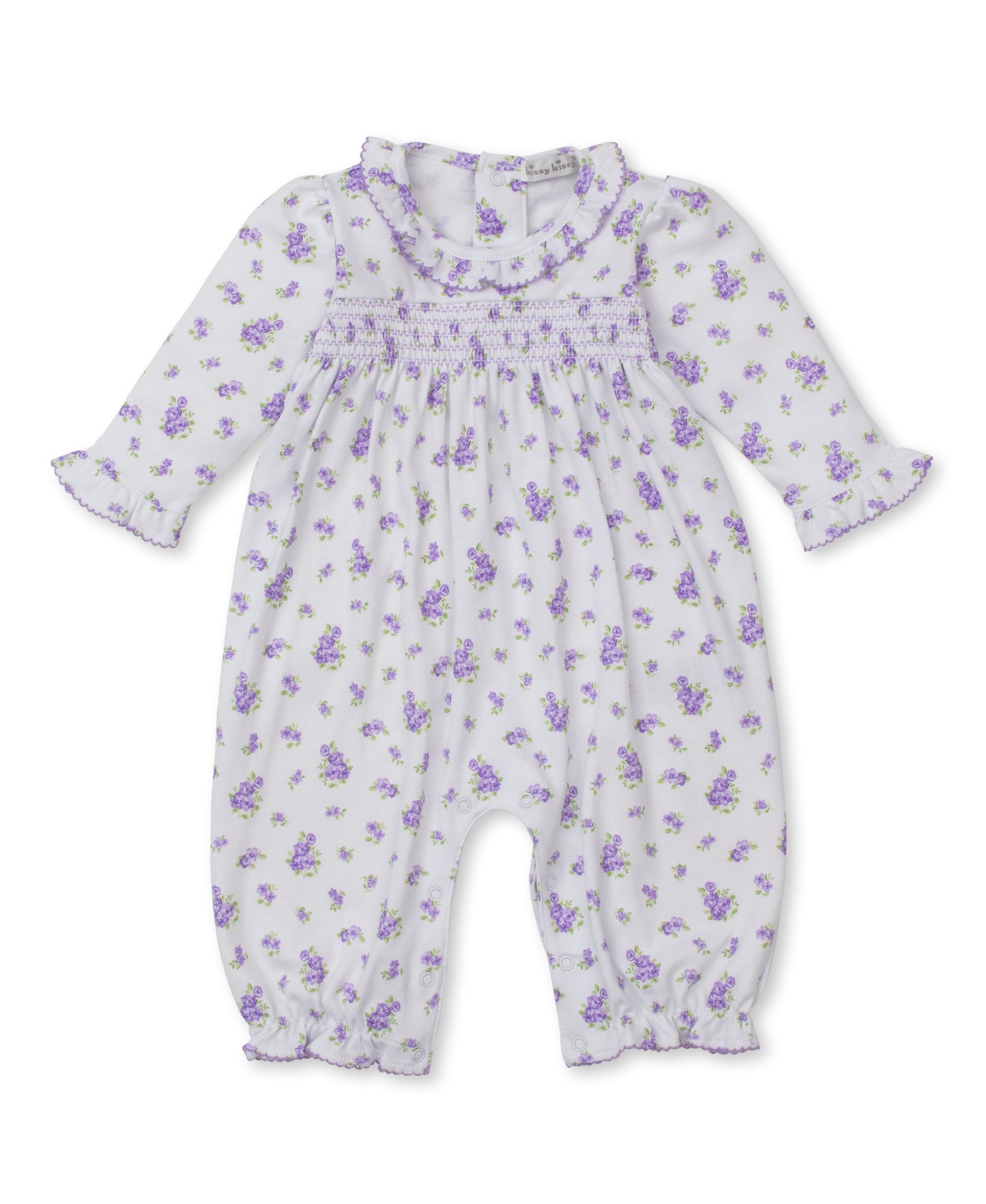 Kissy Kissy Baby Girls Lavender Floral Roses and Blooms Smocked Romper by Kissy Kissy