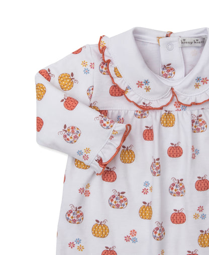 Kissy Kissy Baby Girls Pumpkin Patch Floral Romper - Embroidered Collar by Kissy Kissy
