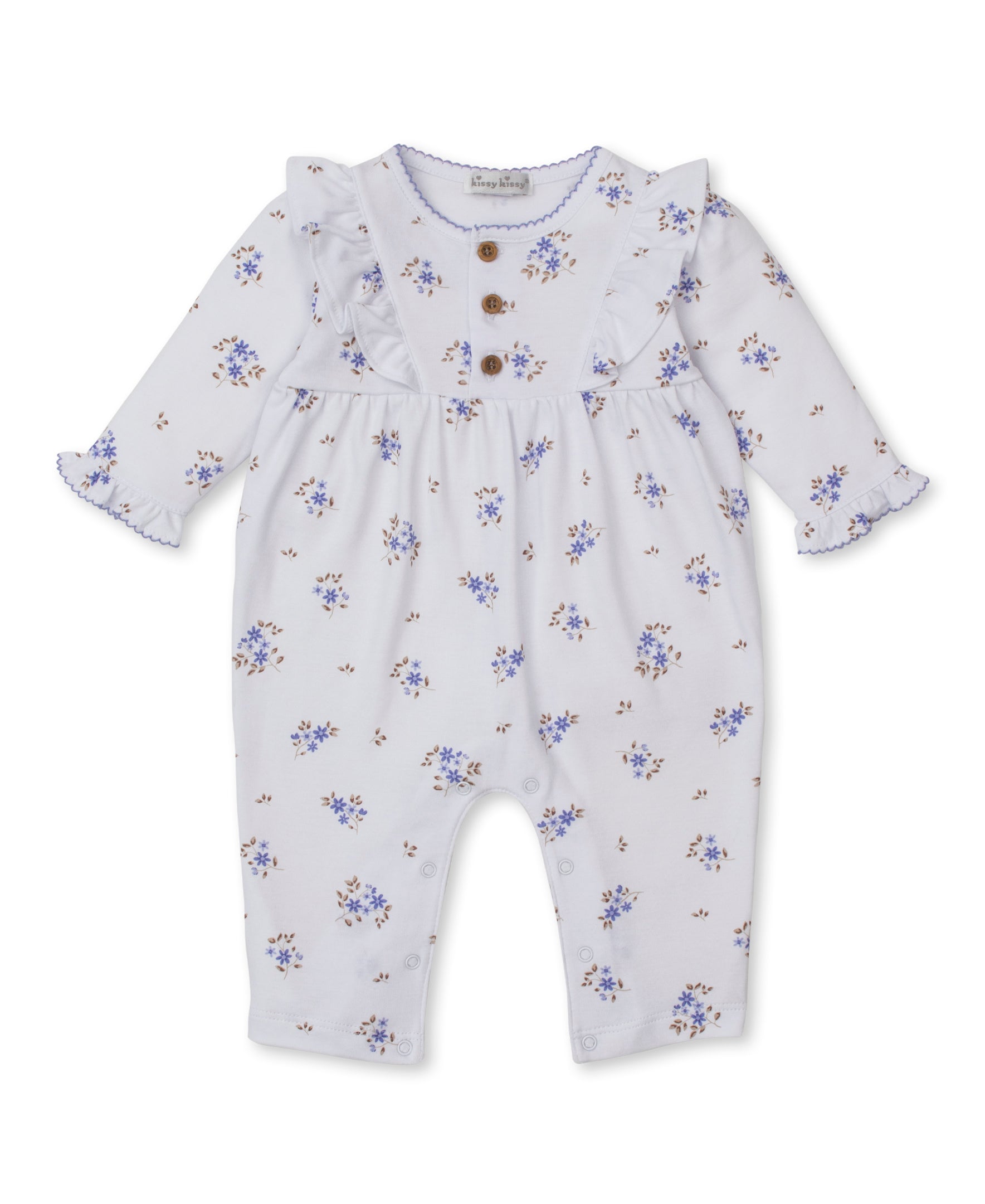 Kissy Kissy Baby Girls Periwinkle Blue Floral Tiny Blossoms Romper