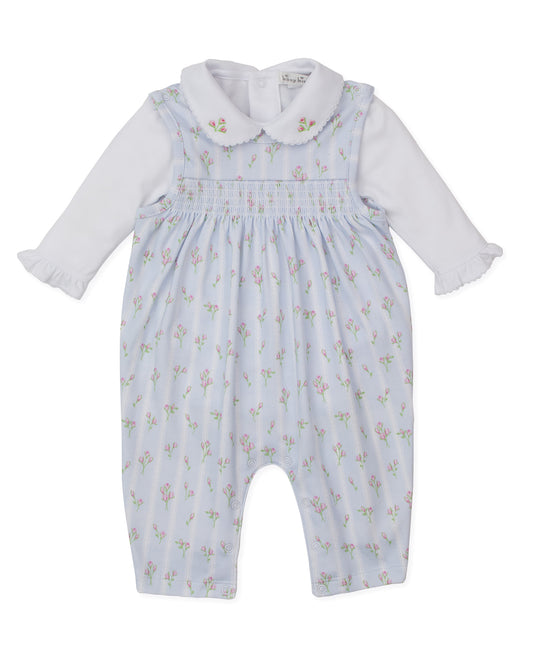 Kissy Kissy Baby Girls Ribbon Stripe Bouquet Smocked Overall with Blouse - Blue by Kissy Kissy