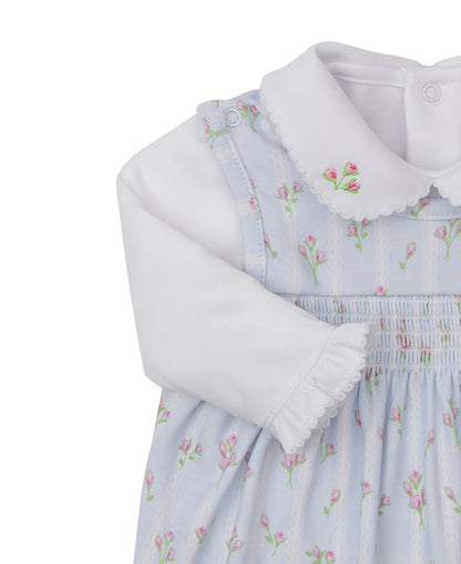 Kissy Kissy Baby Girls Ribbon Stripe Bouquet Smocked Overall with Blouse - Blue by Kissy Kissy