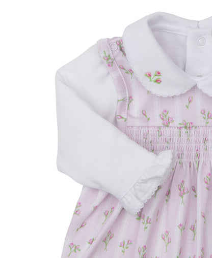 Kissy Kissy Baby Girls Ribbon Stripe Bouquet Smocked Overall with Blouse - Pink by Best Dressed Child