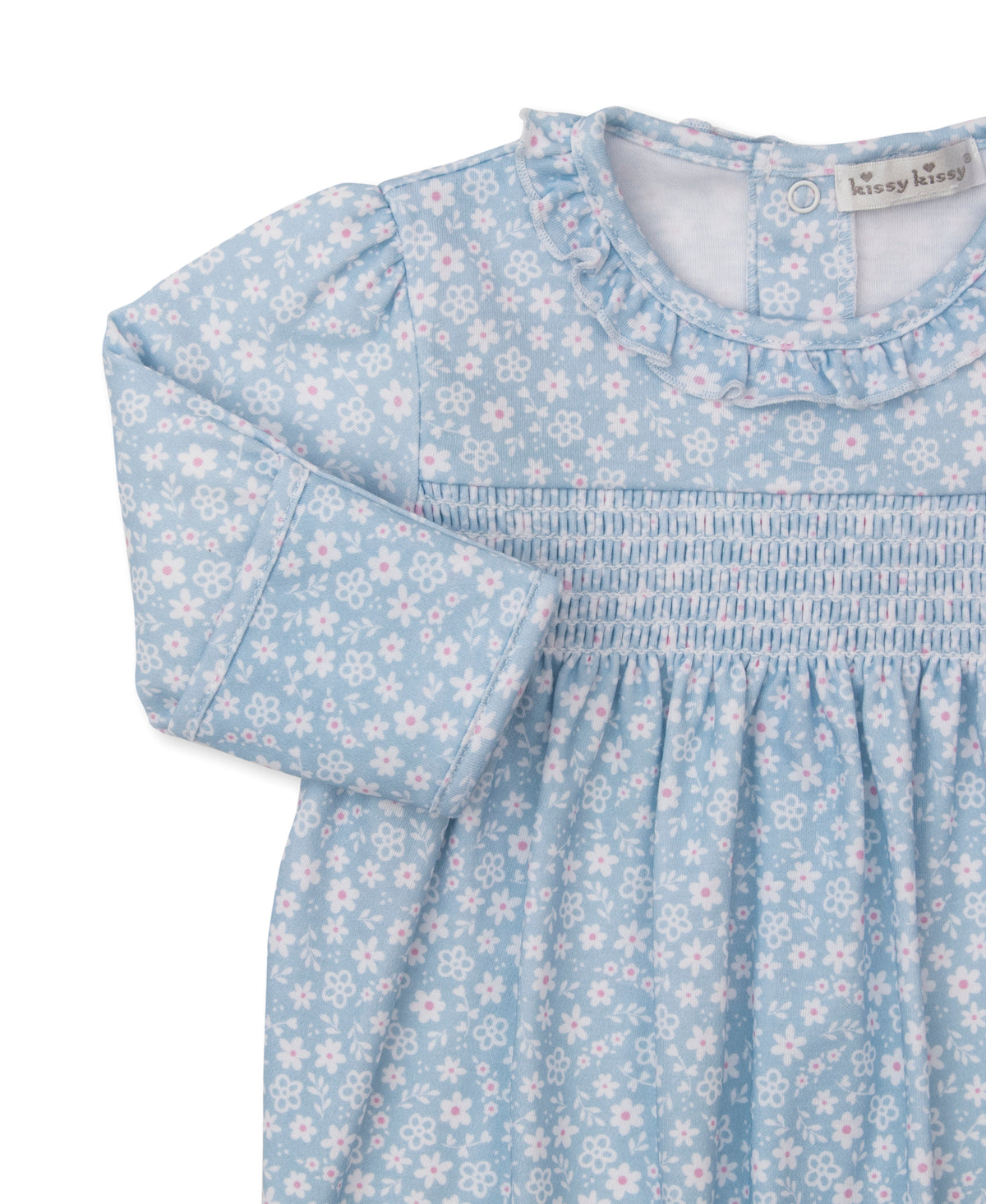 Kissy Kissy Baby Girls Blue Fall in Blooms Smocked Footie by Kissy Kissy