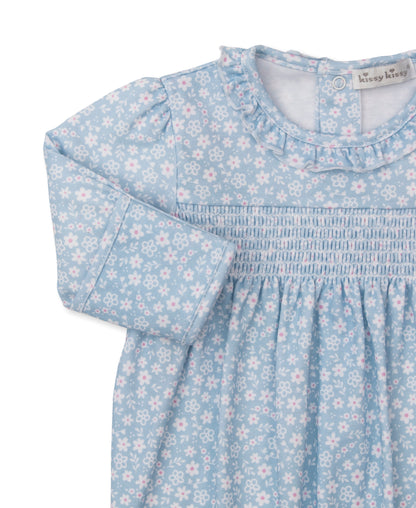 Kissy Kissy Baby Girls Blue Fall in Blooms Smocked Footie by Kissy Kissy