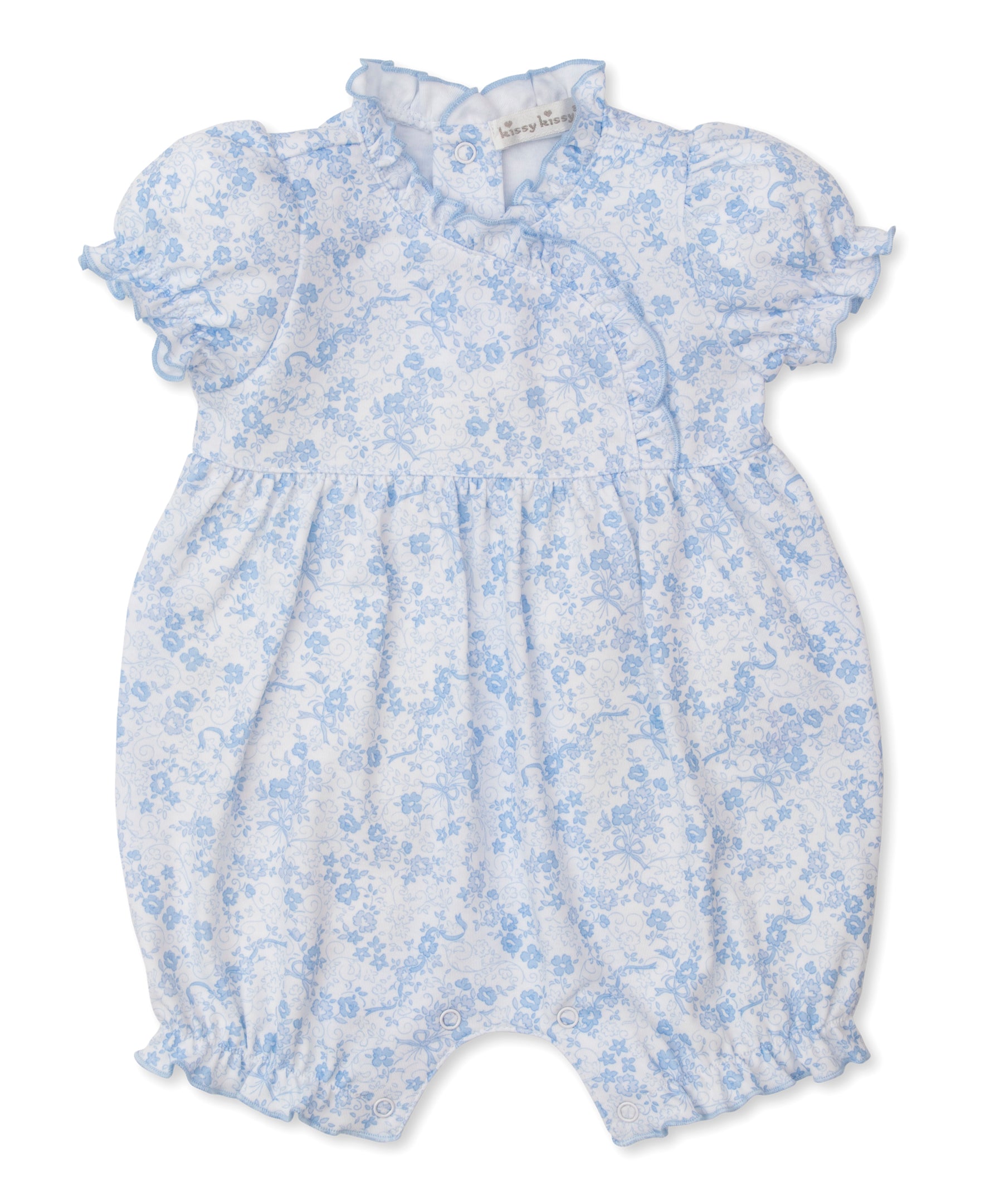 Kissy Kissy Baby Girls Blue Floral Old English Roses Ruffle Bubble