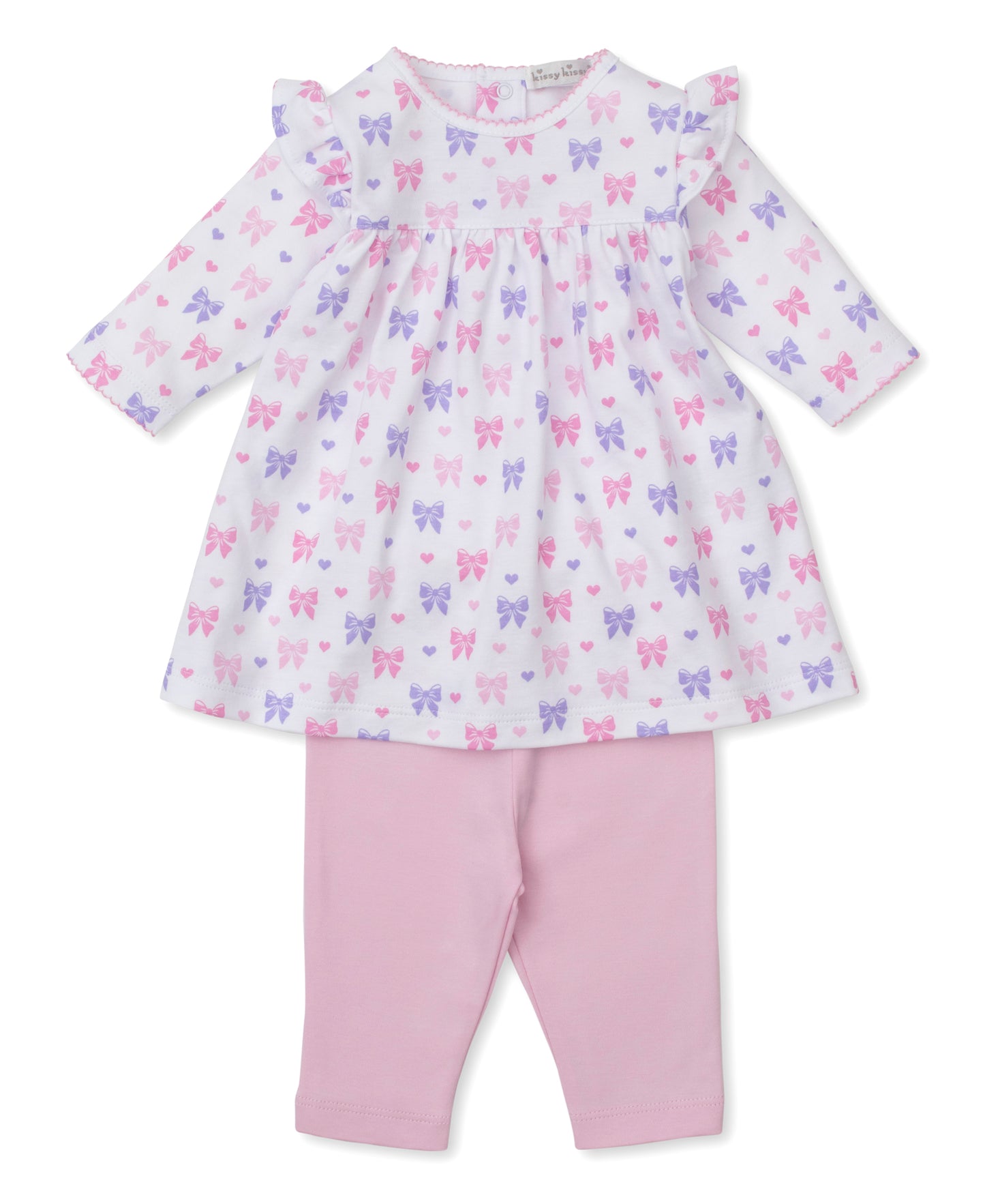 Kissy Kissy Baby Girls Pink Billowy Bows Ruffle Top with Leggings