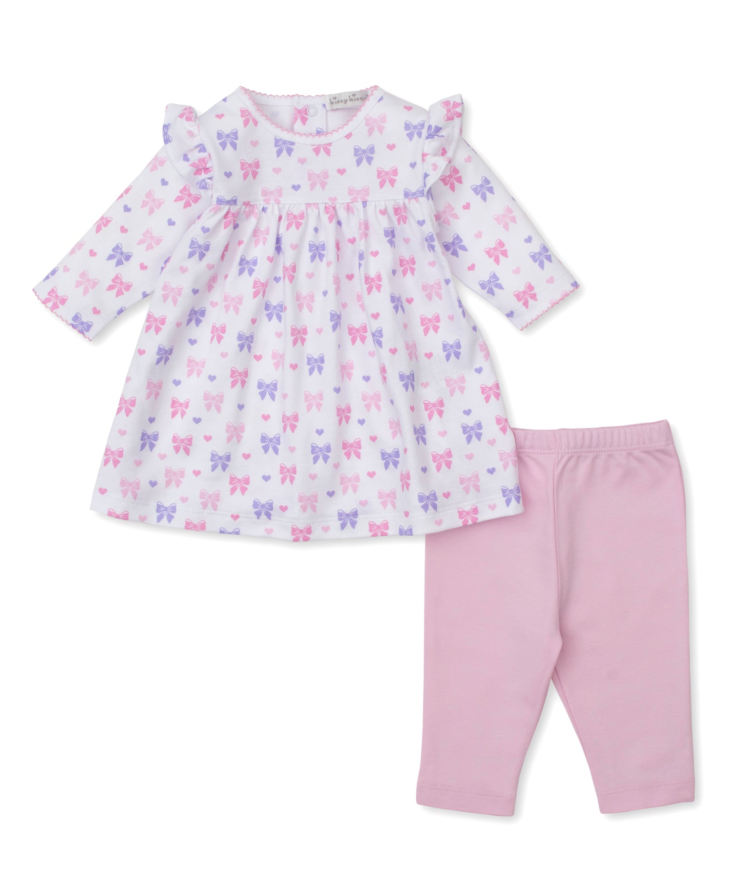 Kissy Kissy Baby Girls Pink Billowy Bows Ruffle Top with Leggings