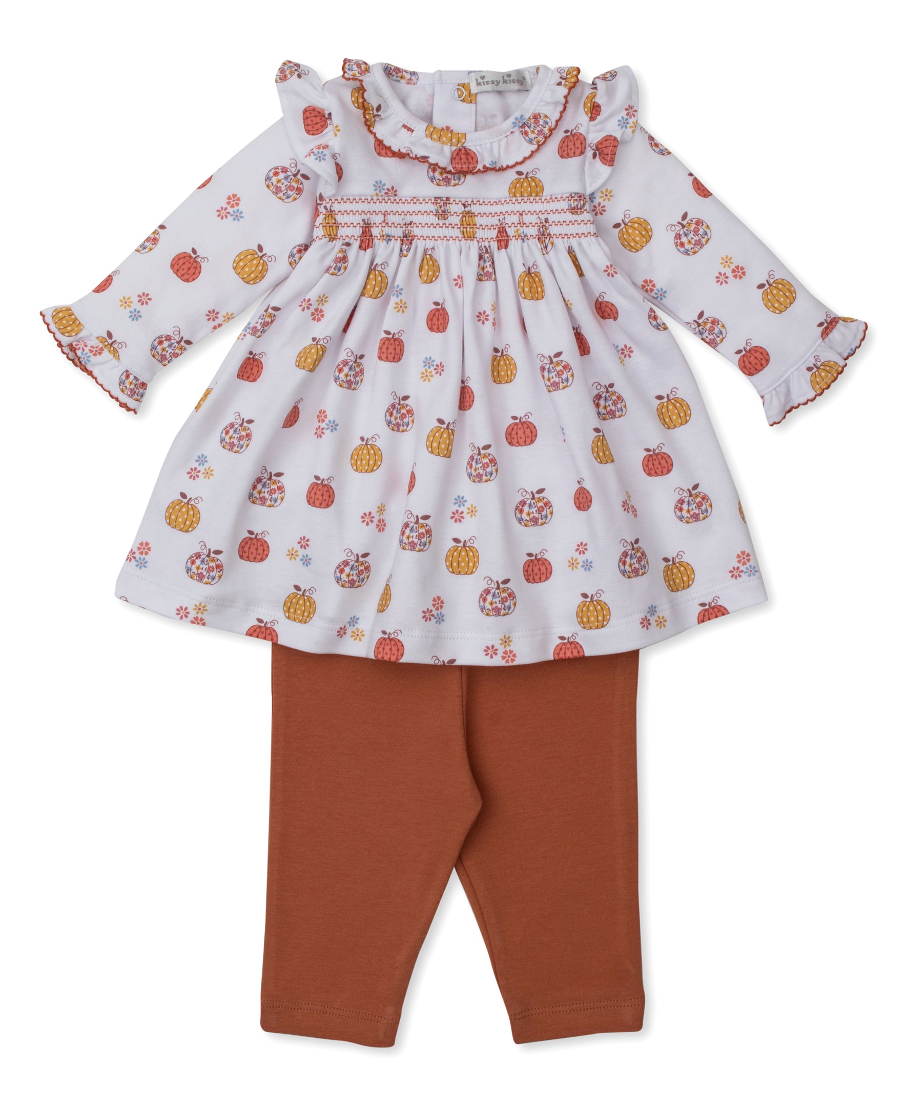 Kissy Kissy Baby Girls Pumpkin Patch Floral Smocked Top with Leggings – Best  Dressed Child