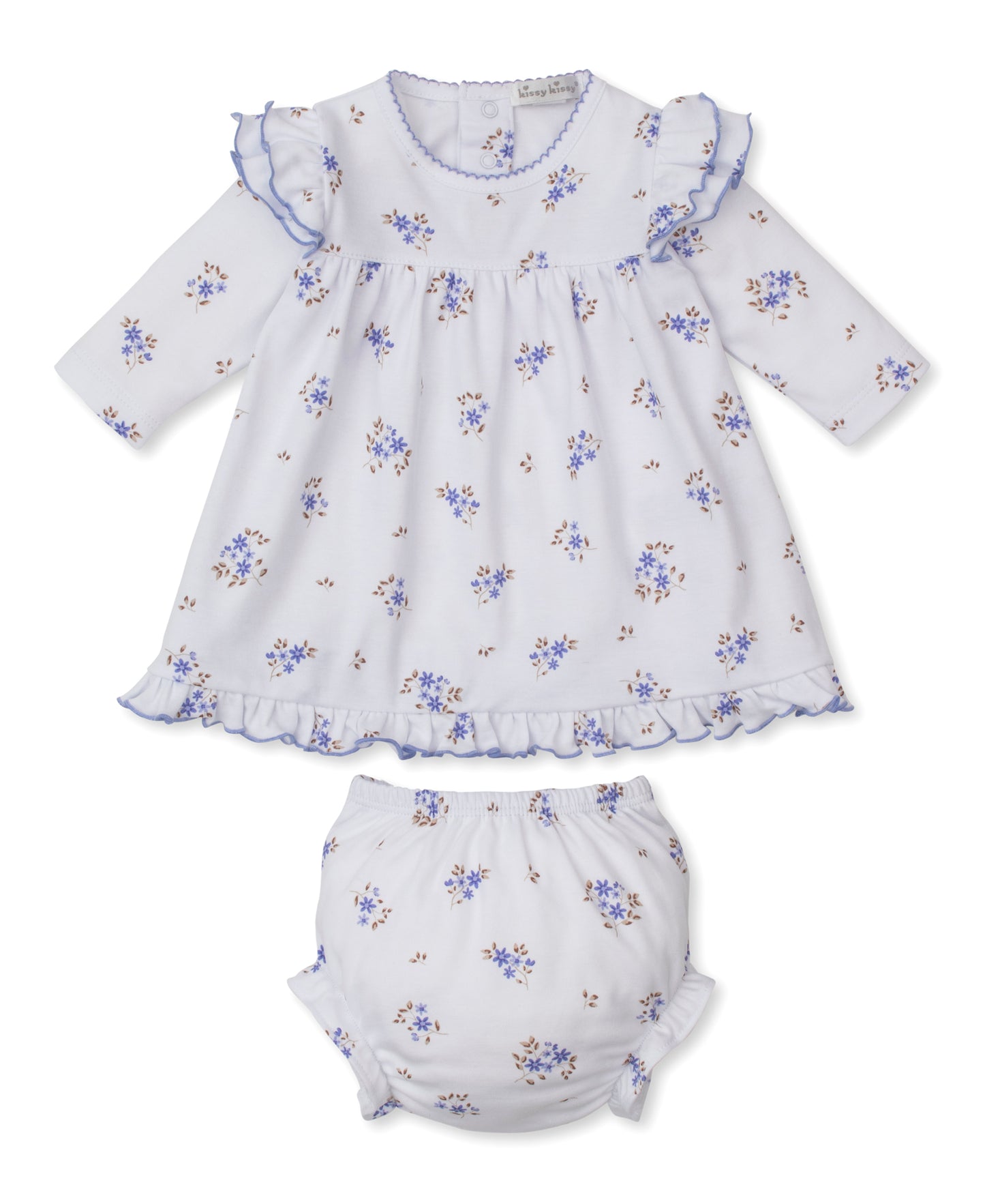 Kissy Kissy Baby Girls Periwinkle Blue Floral Tiny Blossoms Dress Set by Kissy Kissy