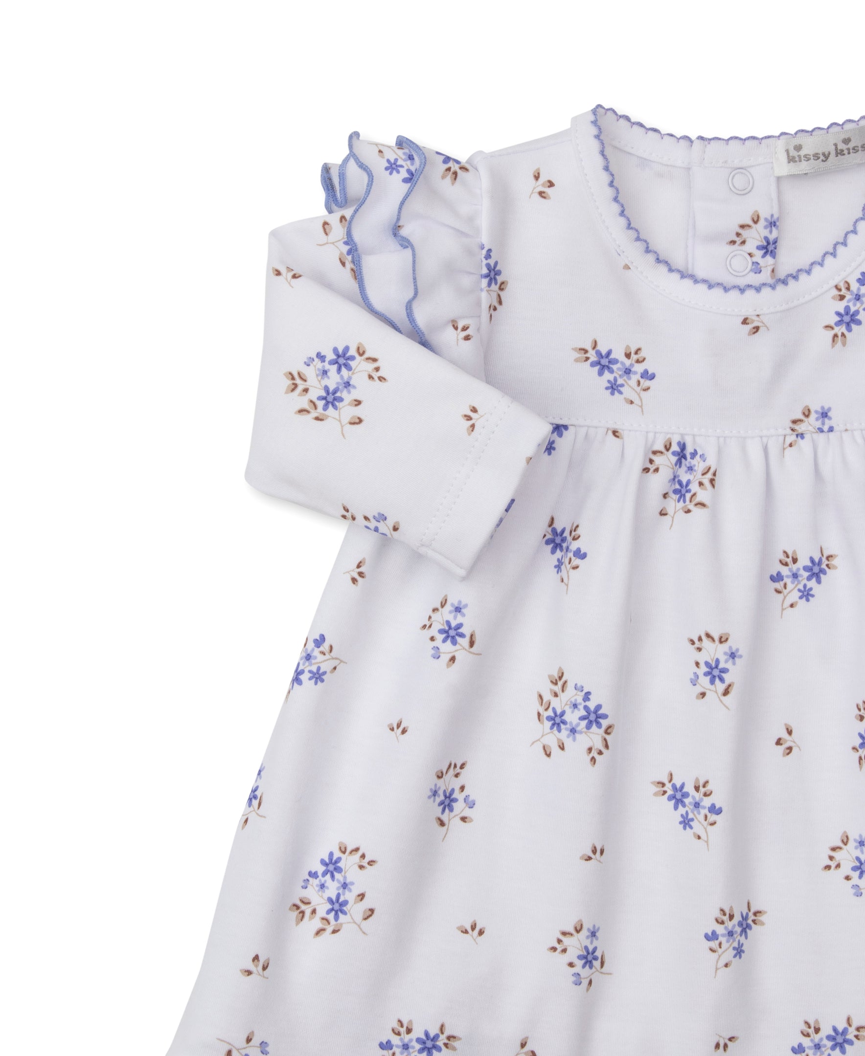 Kissy Kissy Baby Girls Periwinkle Blue Floral Tiny Blossoms Dress Set