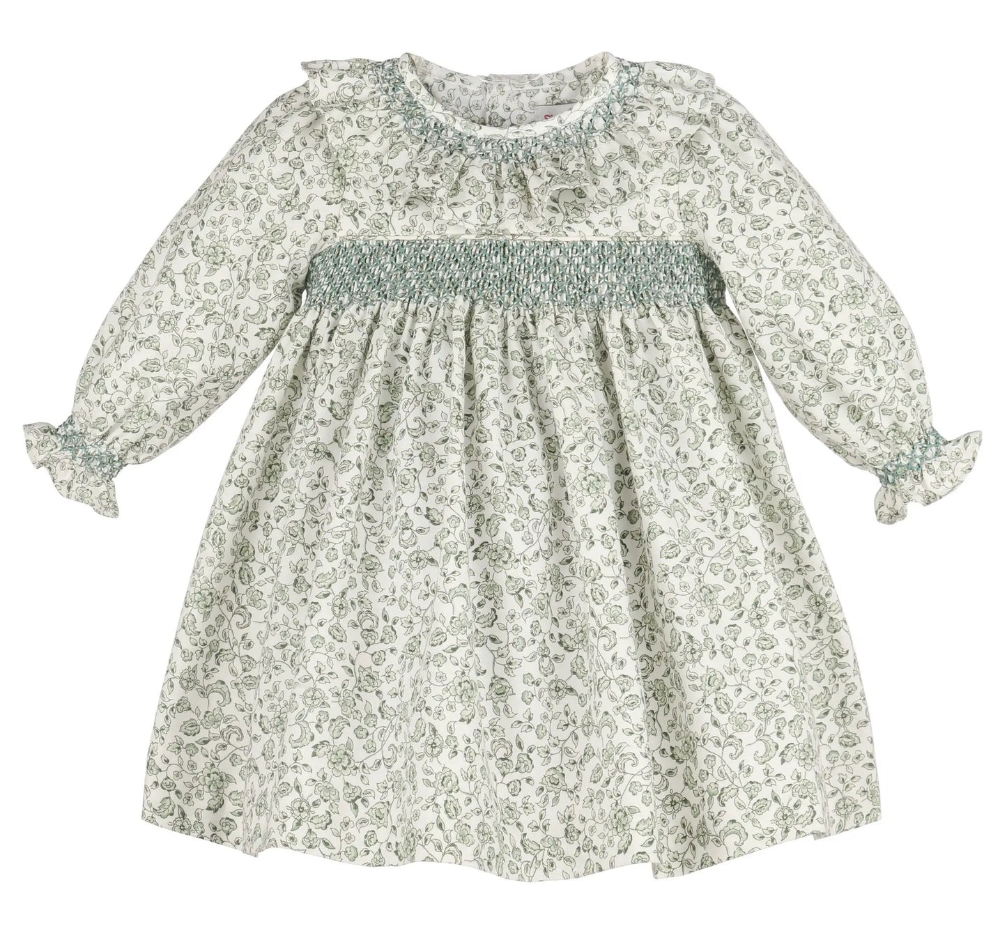 Sophie & Lucas Girls Green Heirloom Floral Dress