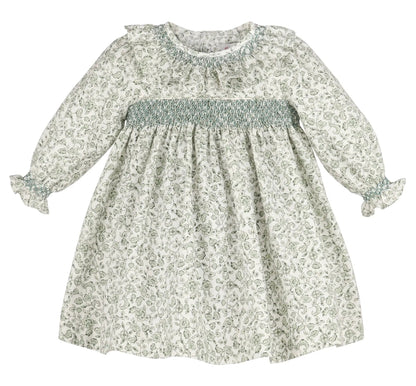 Sophie & Lucas Girls Green Heirloom Floral Dress