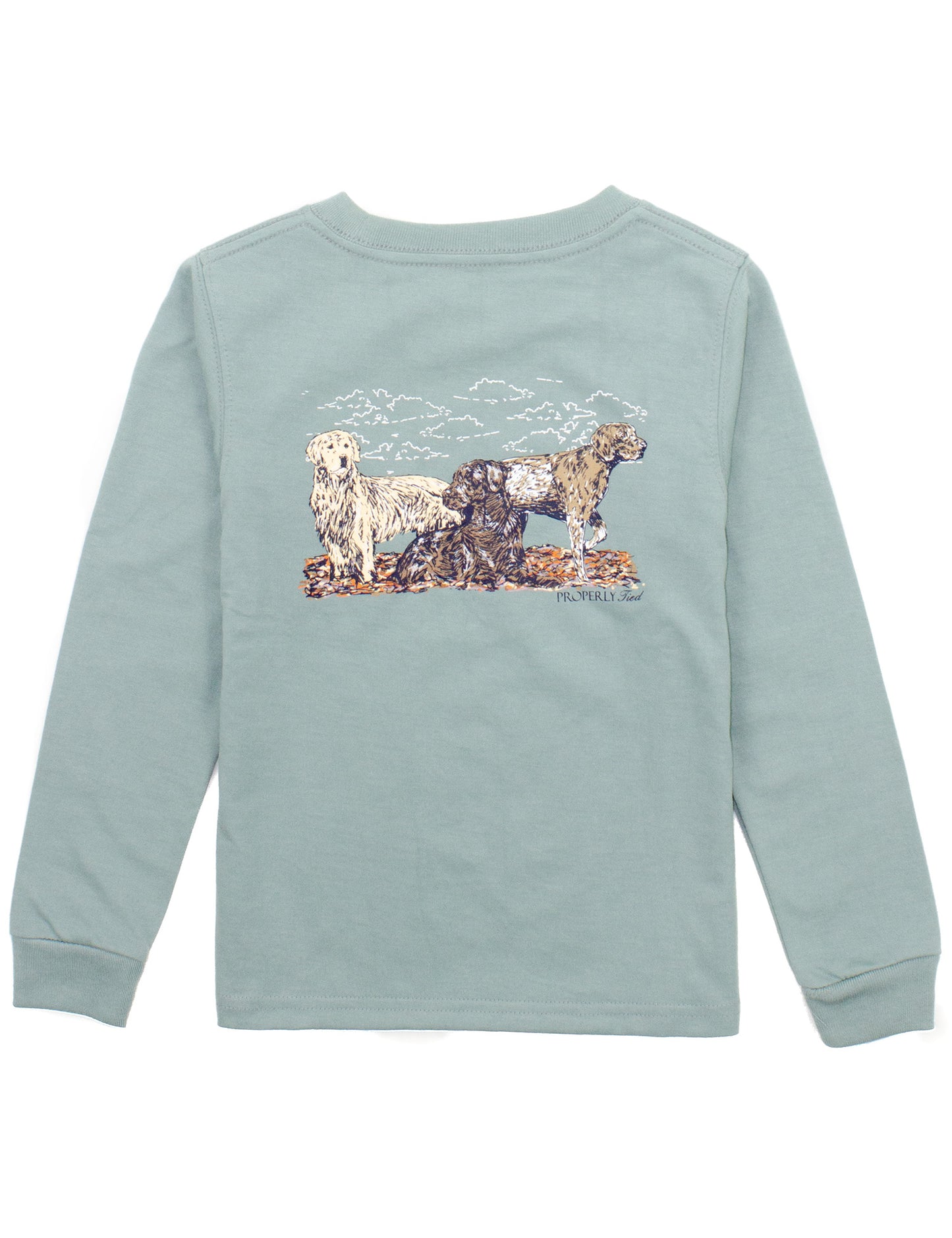 Properly Tied Boys Graphic Tee Shirt - Long Sleeves - Hunting Dogs on Fog by Properly Tied