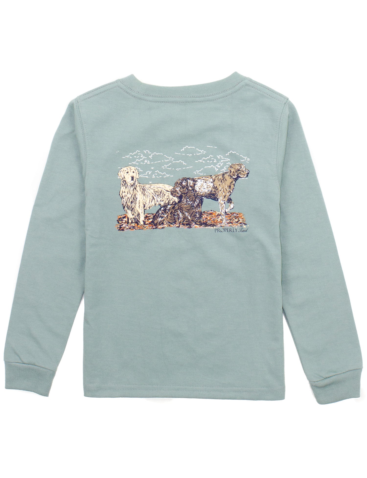 Properly Tied Boys Graphic Tee Shirt - Long Sleeves - Hunting Dogs on Fog