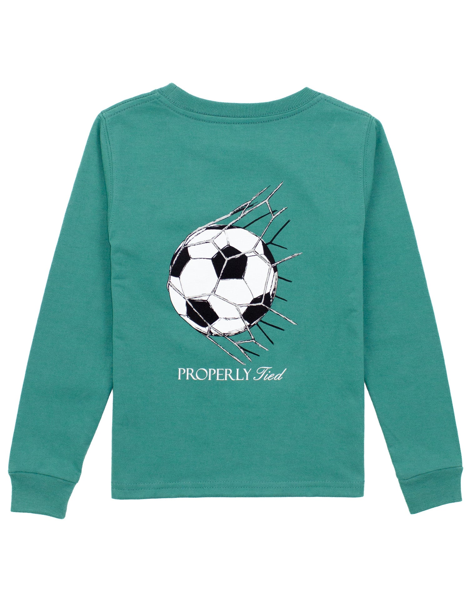 Properly Tied Boys Long Sleeved Shirt - Soccer Ball on Teal