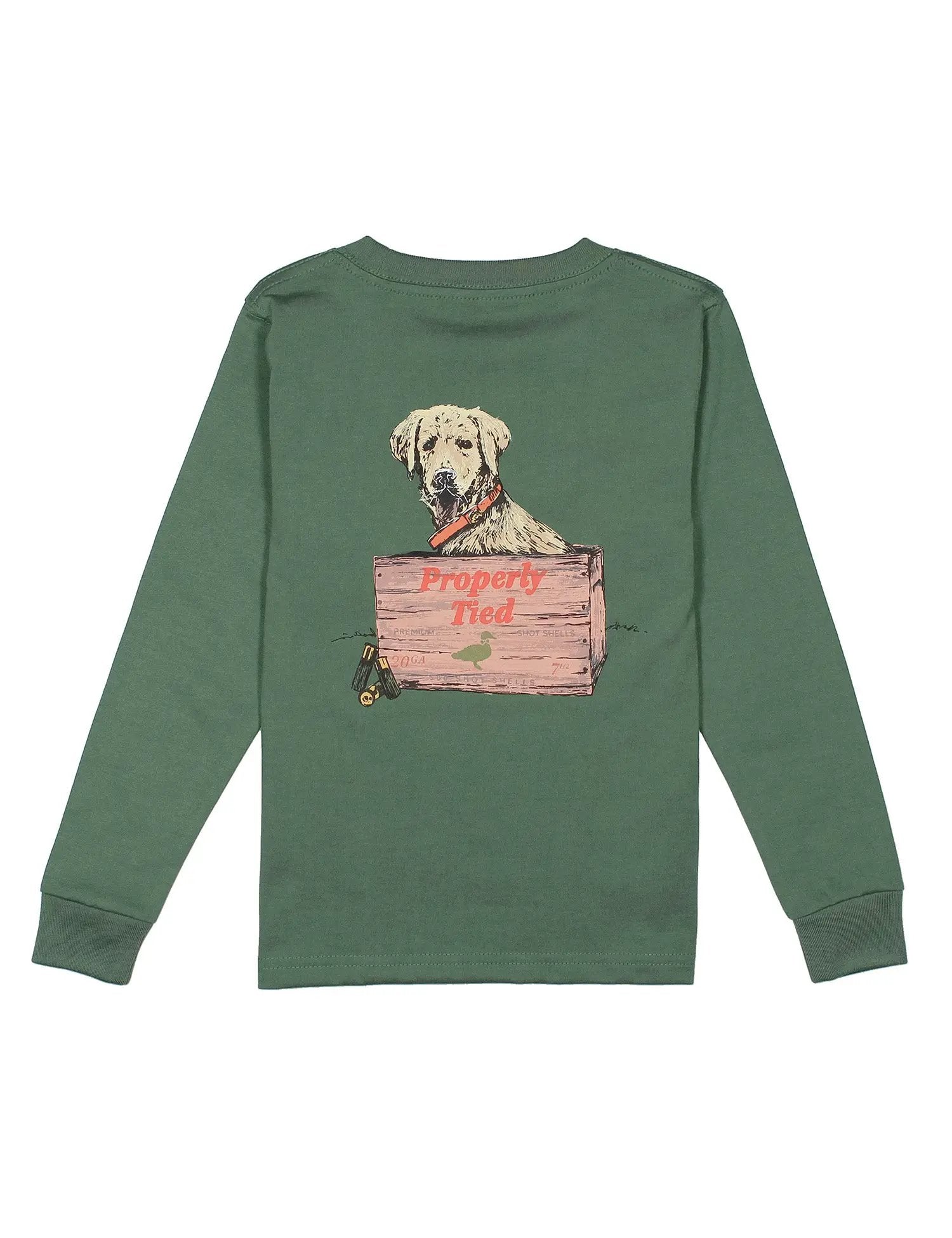 Properly Tied Boys Long Sleeved Shirt - Little Dog on Fern Green