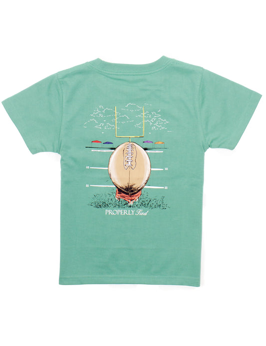 Properly Tied Boys Tee Shirt - Football Field Goal on Ivy Green by Properly Tied