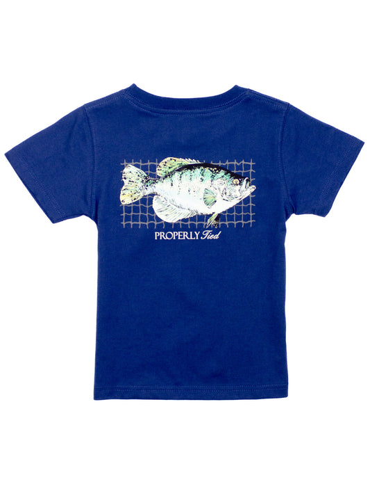 Properly Tied Boys Tee Shirt - Crappie Fish on River Blue by Properly Tied