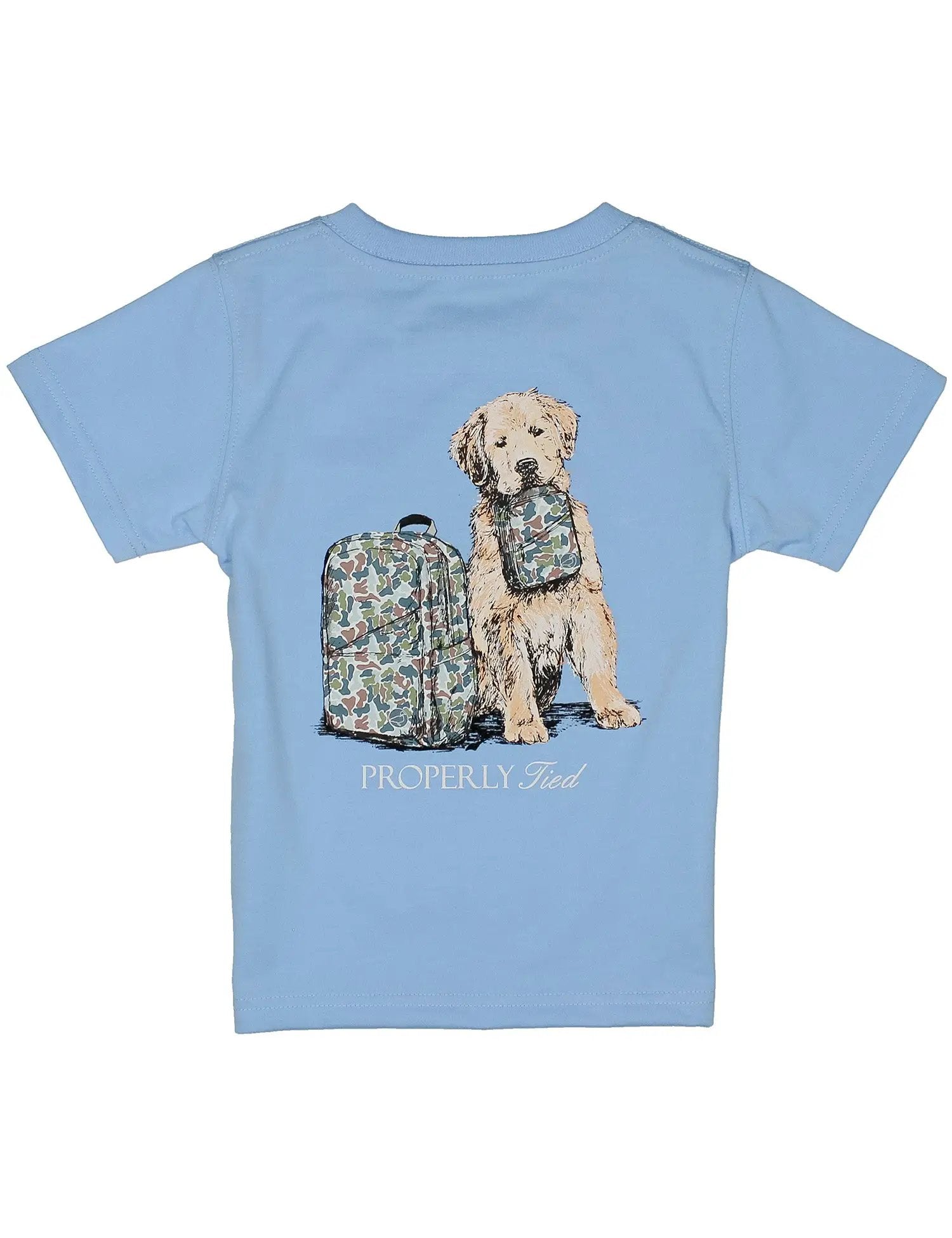 Properly Tied Boys School Study Buddy Dog Shirt - Light Blue