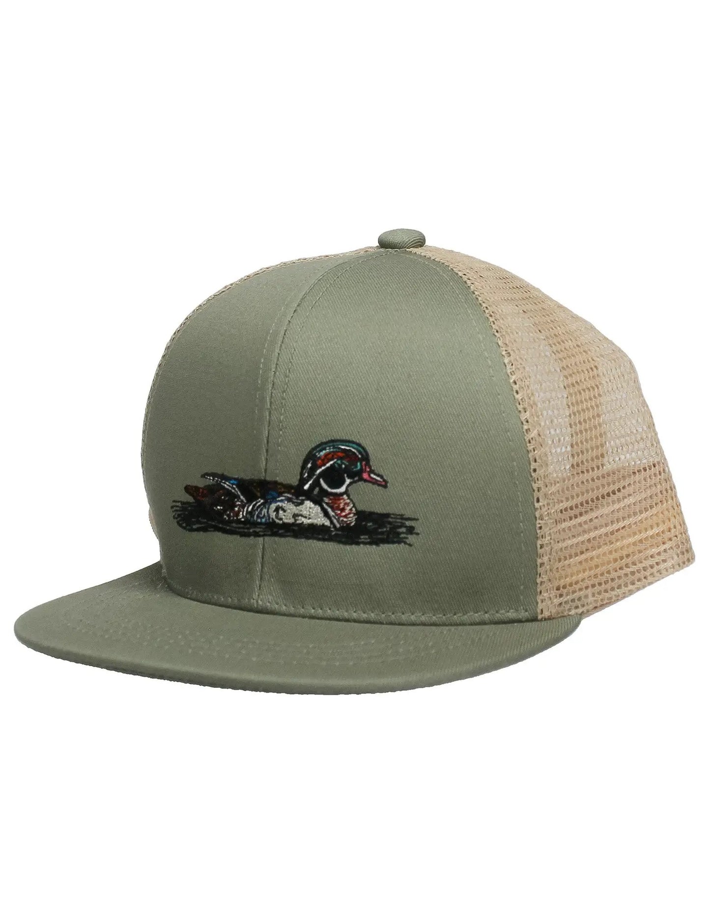 Properly Tied Boys Youth Trucker Hat - Sage Green Wood Duck