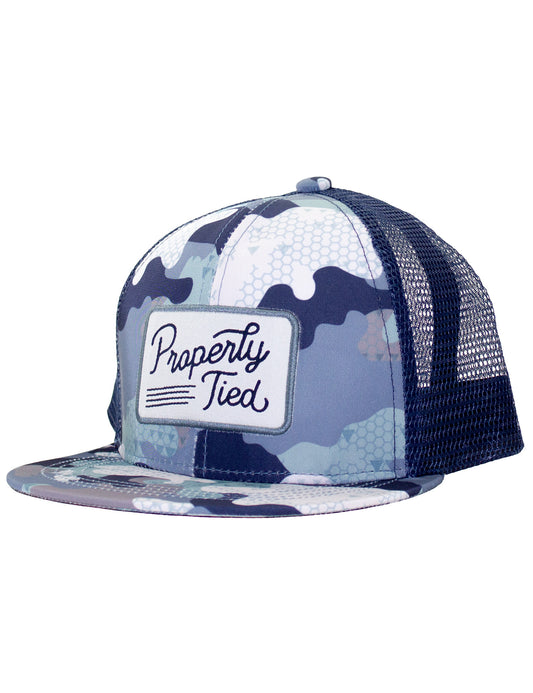 Properly Tied Youth Sportsman Trucker Hat - Blue Delta Backwater Camo by Properly Tied