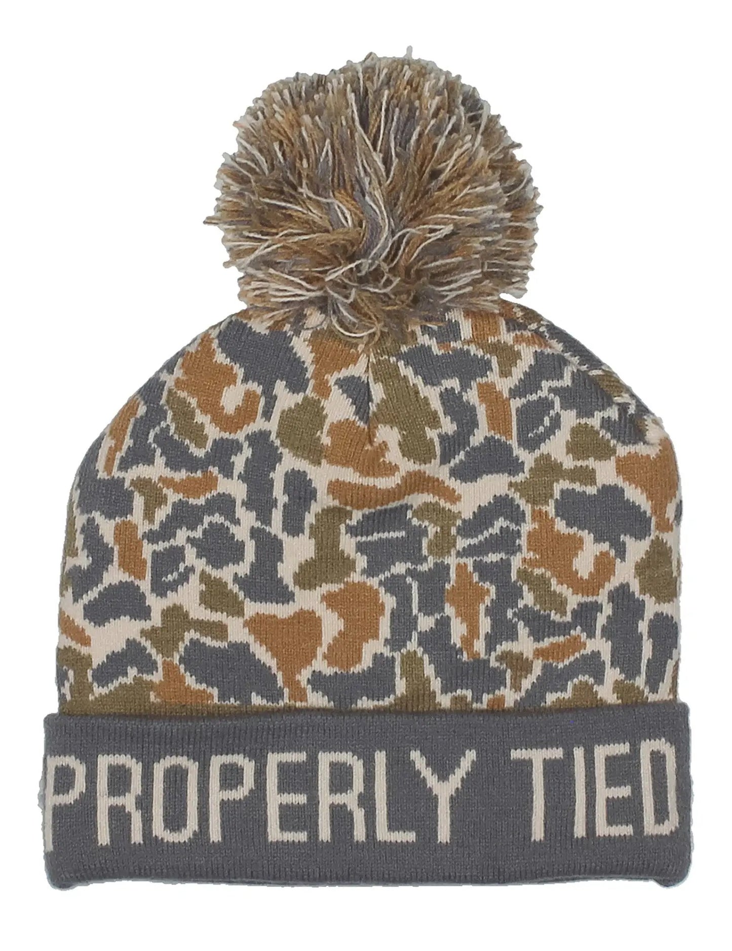 Properly Tied Boys Breck Beanie Hat - Tan Field Camo
