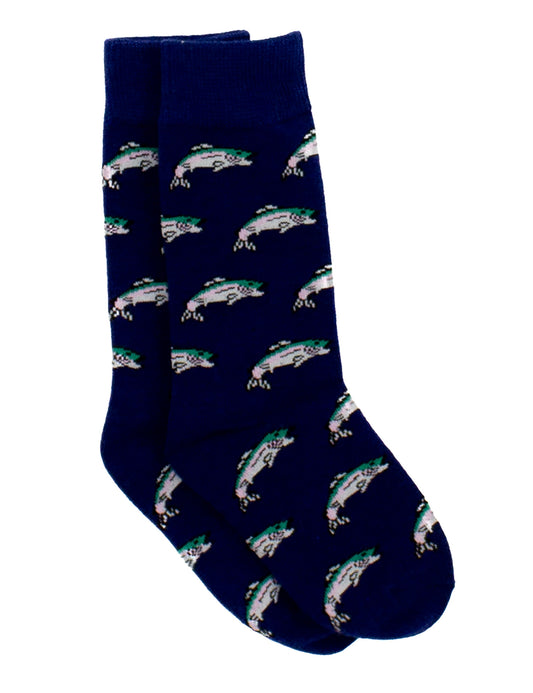 Properly Tied Boys Lucky Duck Socks - Blue Trout Fish by Properly Tied
