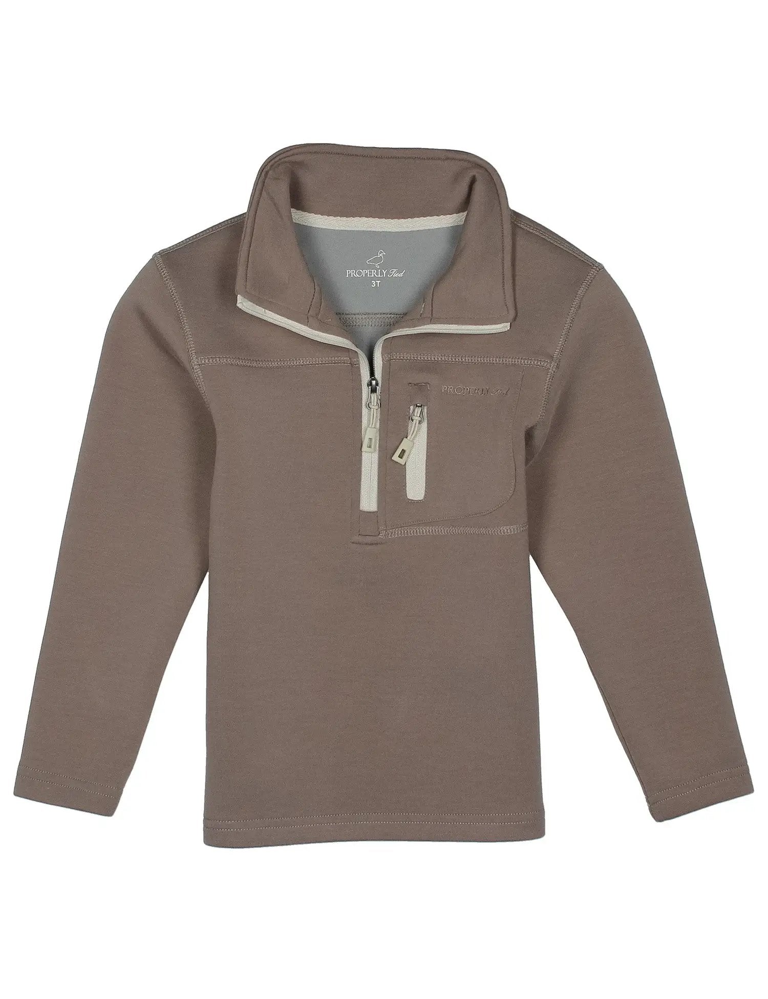 Properly Tied Boys Arctic Pullover 1/4 Zip Shirt - Acorn