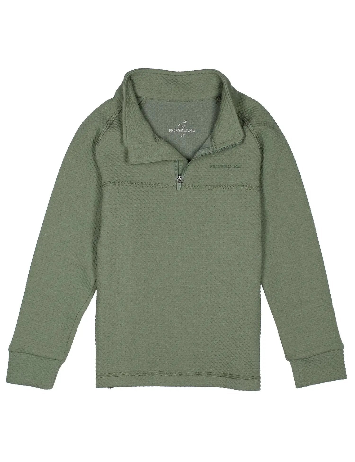 Properly Tied Boys Palmetto Pullover 1/4 Zip Shirt - Sage Green
