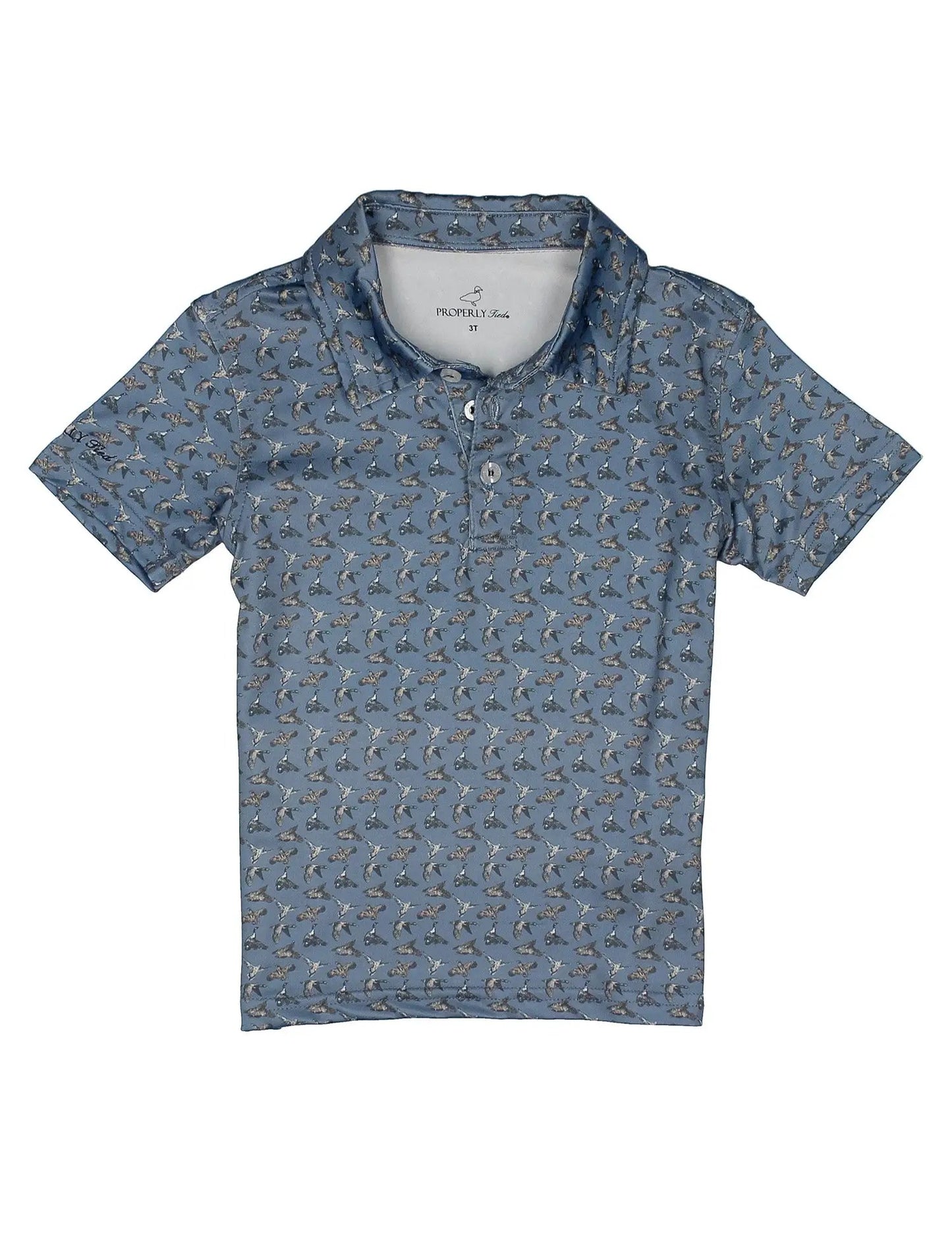 Properly Tied Boys Inlet Polo Shirt - Blue Duck Flock