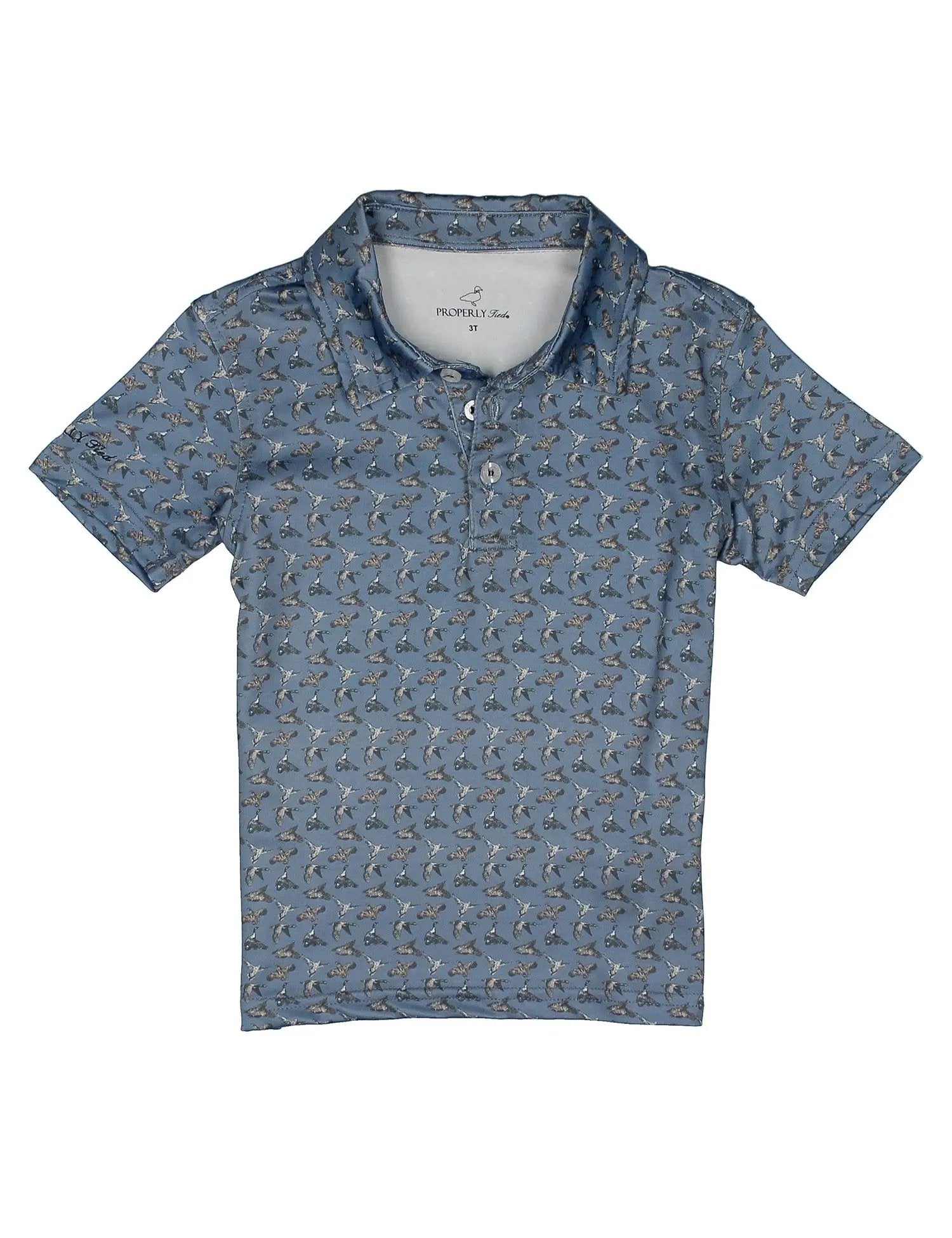Properly Tied Boys Inlet Polo Shirt - Blue Duck Flock