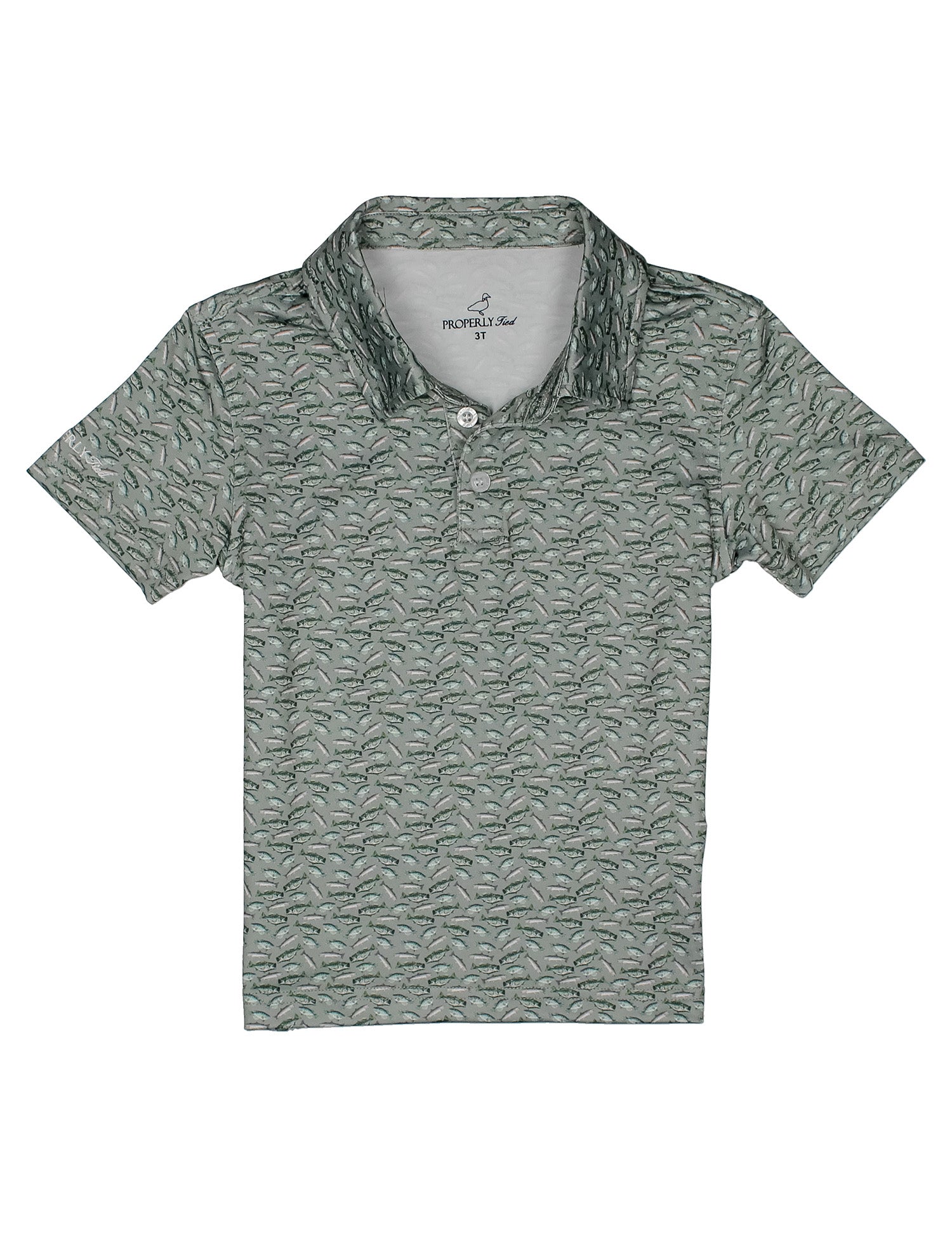 Properly Tied Boys Inlet Polo Shirt - Green Fresh Catch Fish