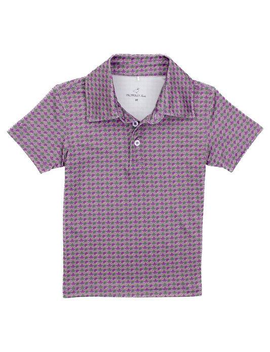 Properly Tied Boys Inlet Polo Shirt - Purple Mardi Gras Masquerade by Properly Tied