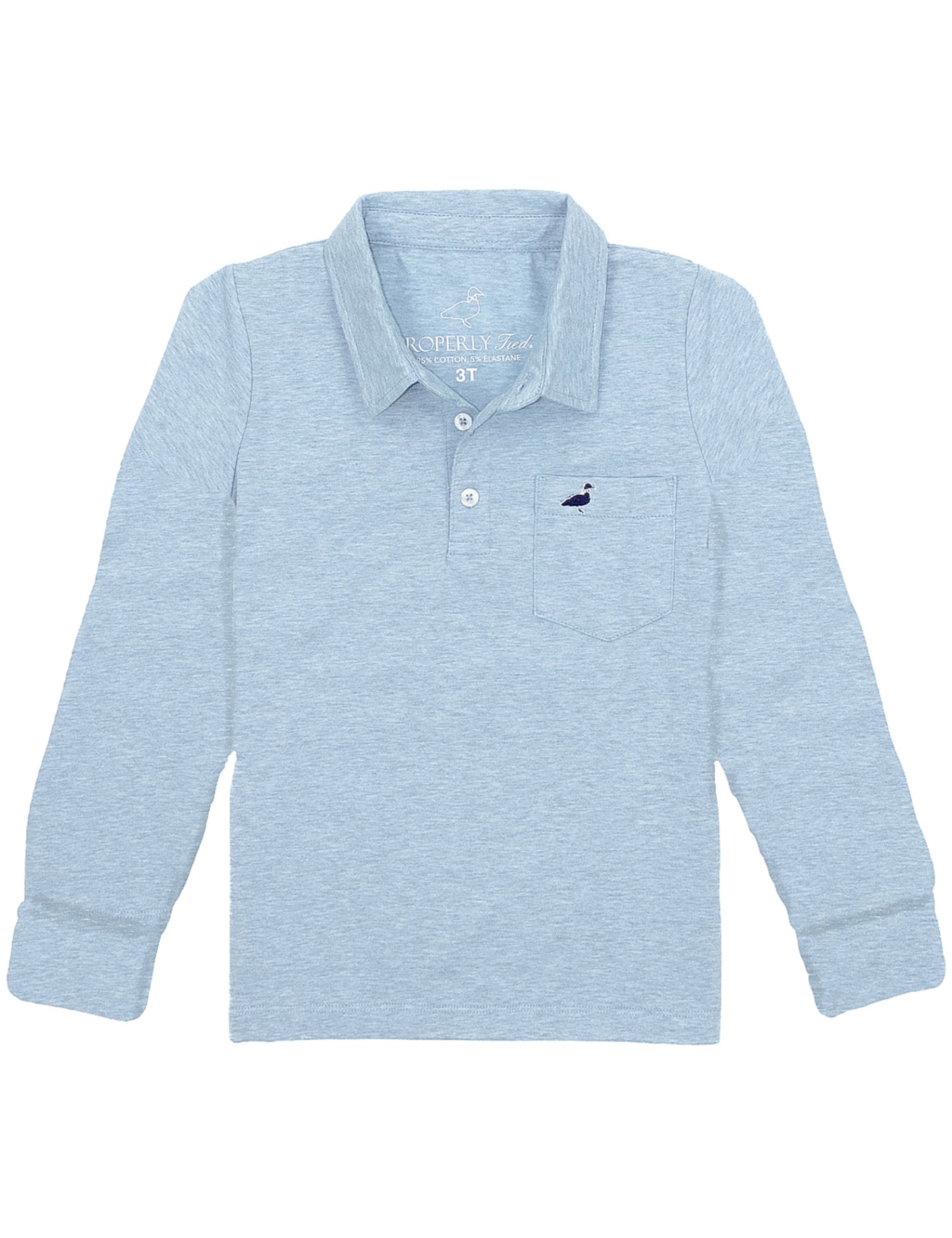 Properly Tied Boys Harrison Pocket Polo Shirt - Long Sleeves - Moon Blue by Properly Tied