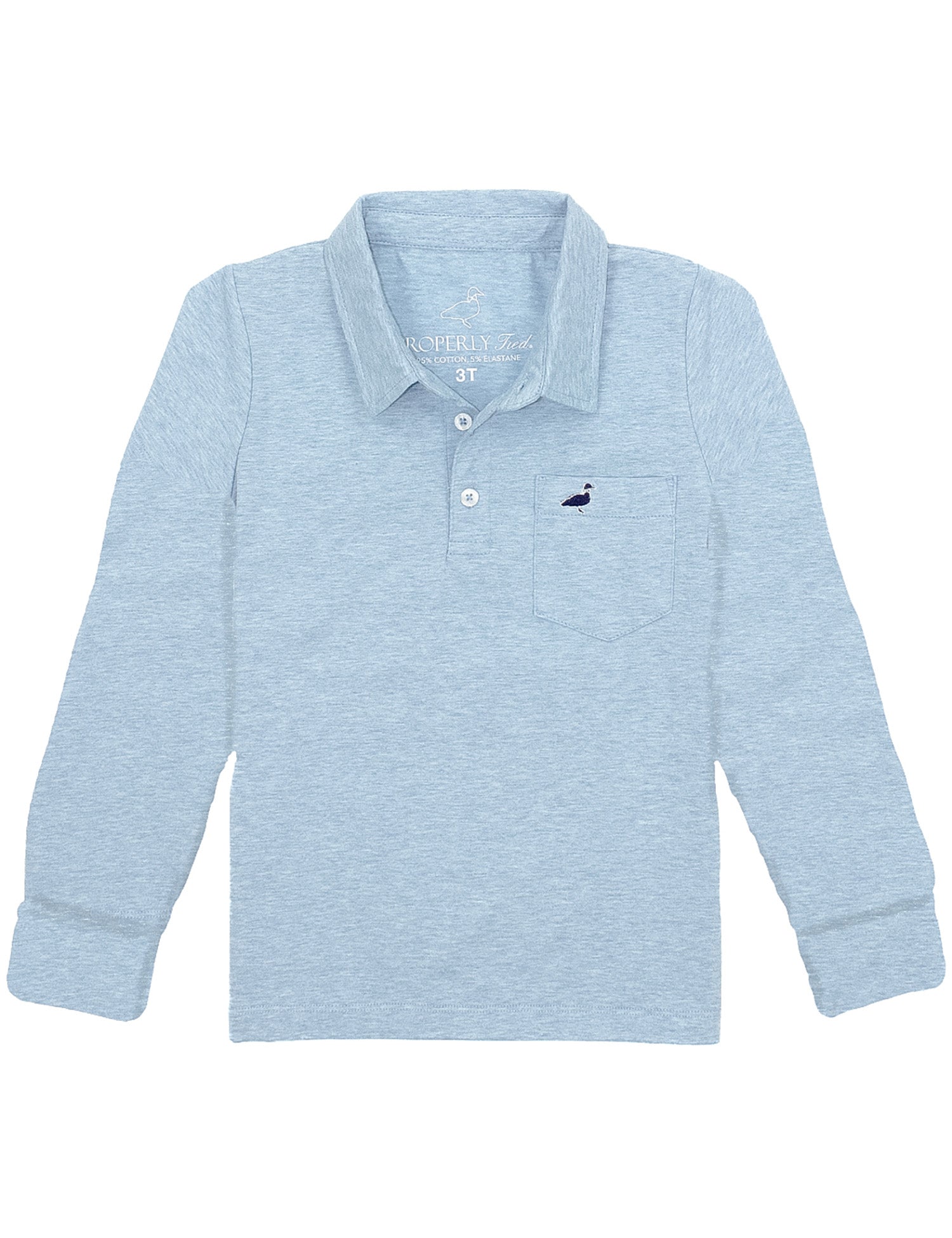 Properly Tied Boys Harrison Pocket Polo Shirt - Long Sleeves - Moon Blue