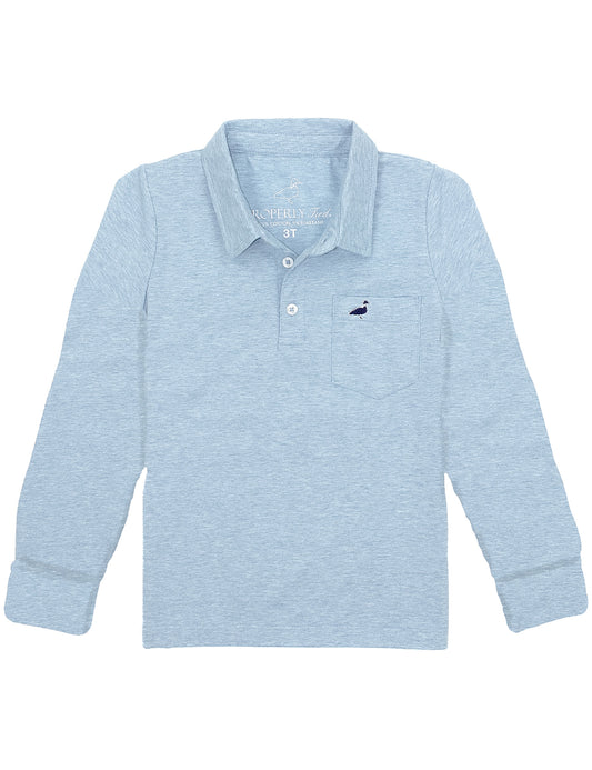 Properly Tied Boys Harrison Pocket Polo Shirt - Long Sleeves - Moon Blue by Properly Tied