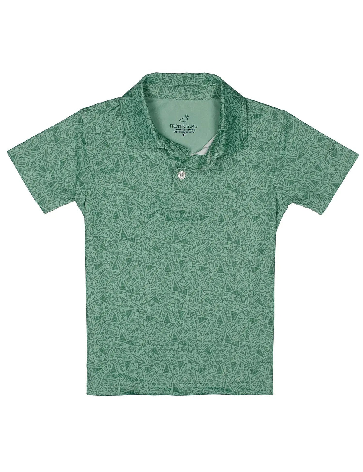 Properly Tied Boys Range Polo Shirt - Green Jingle Christmas Trees by Properly Tied