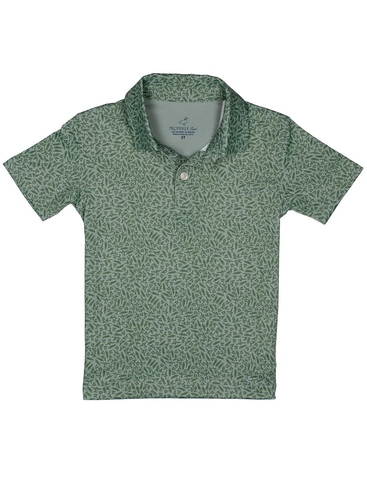 Properly Tied Boys Range Polo Shirt - Green Waterfowl by Properly Tied
