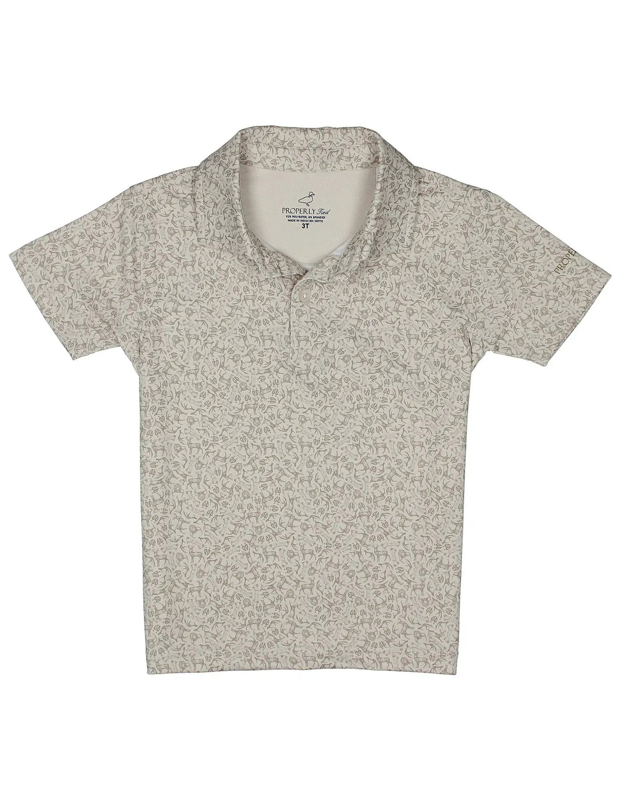 Properly Tied Boys Range Polo Shirt - Tan Whitetail Deer by Properly Tied