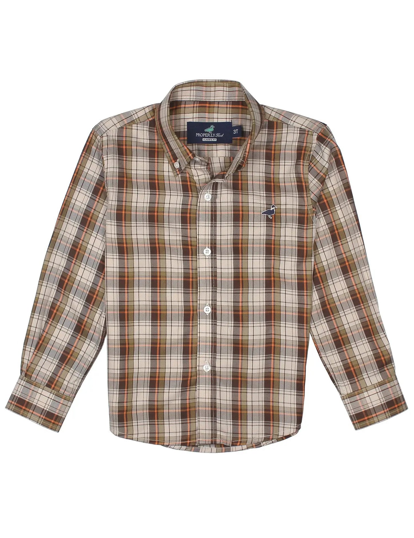 Properly Tied Boys Seasonal Sportshirt - Brown Fall Campfire Plaid by Properly Tied