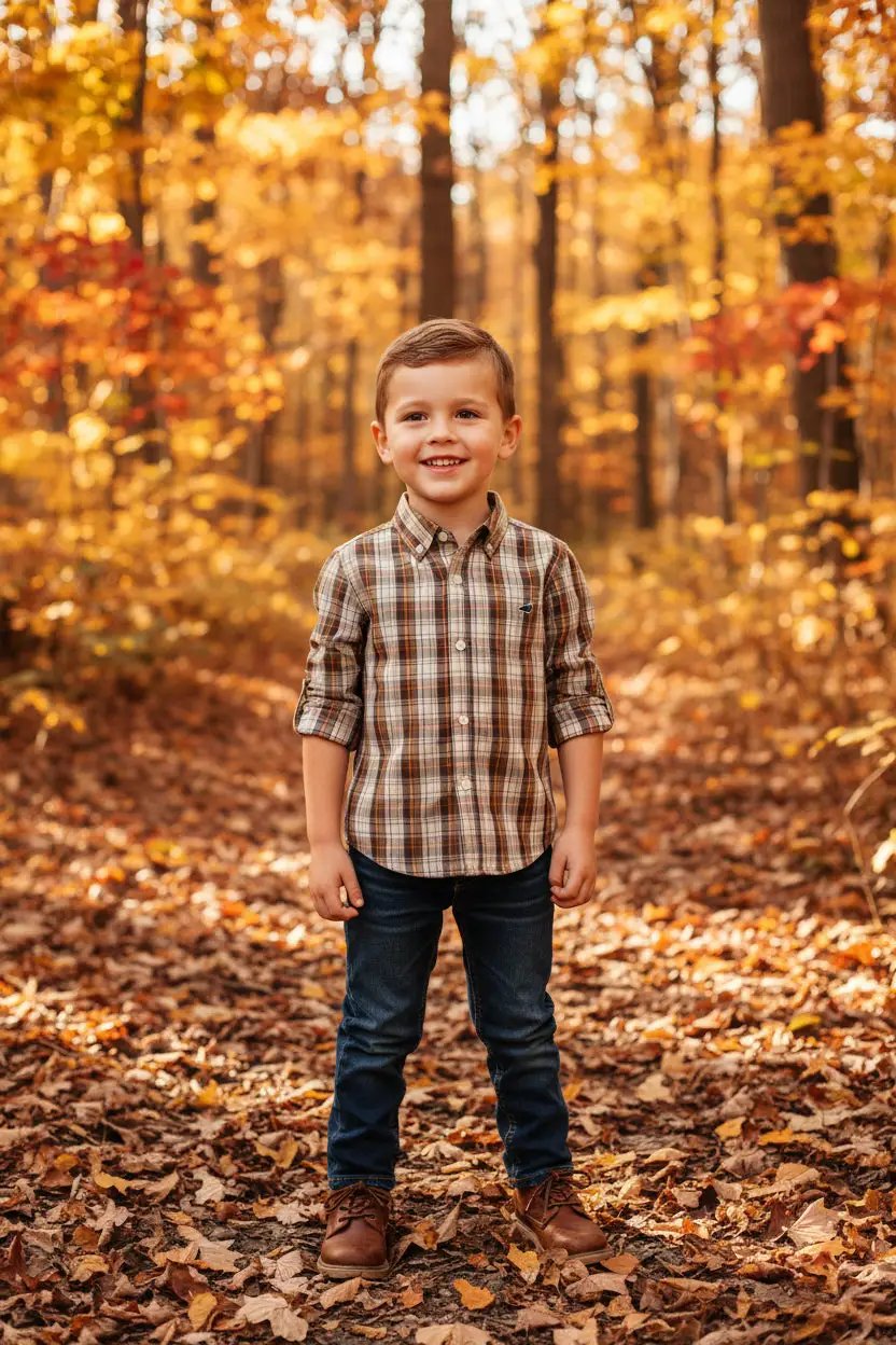 Properly Tied Boys Seasonal Sportshirt - Brown Fall Campfire Plaid by Properly Tied