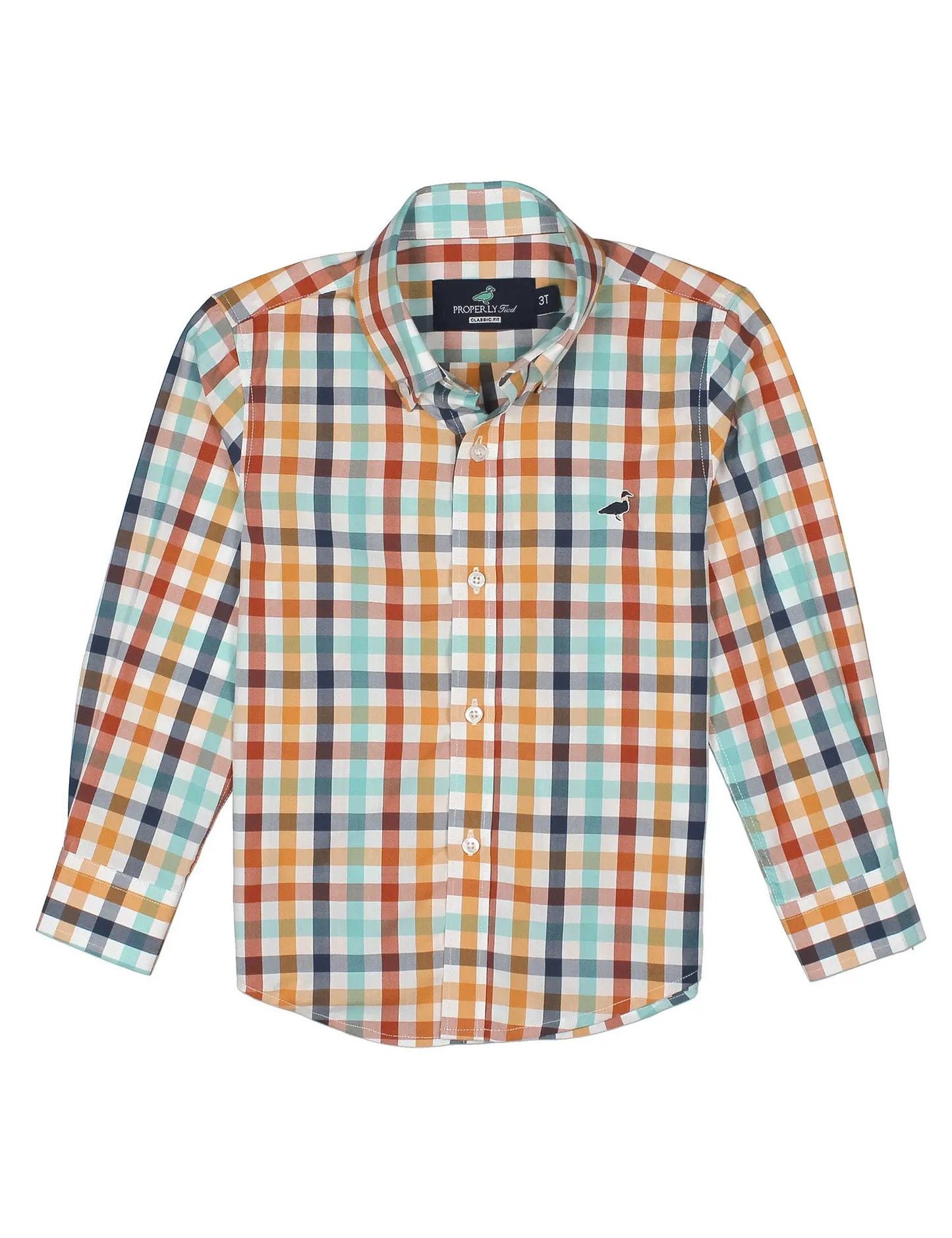 Properly Tied Boys Seasonal Sportshirt - Orange Fall Craftsman Plaid by Properly Tied