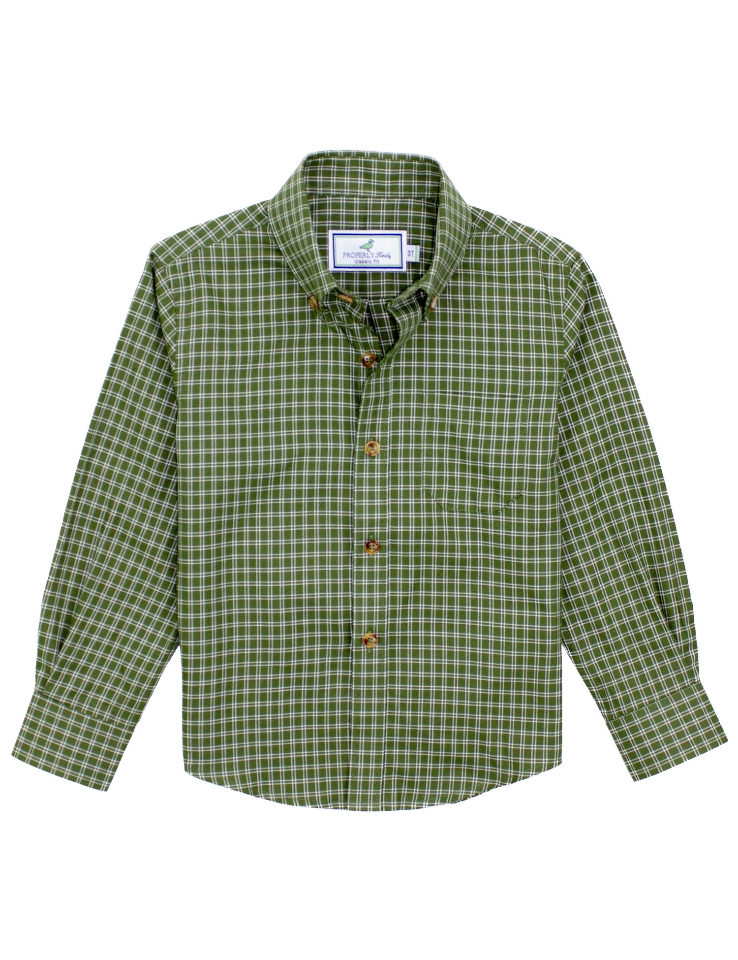 Properly Tied Boys Woodland Sportshirt - Cypress Needle Green Plaid