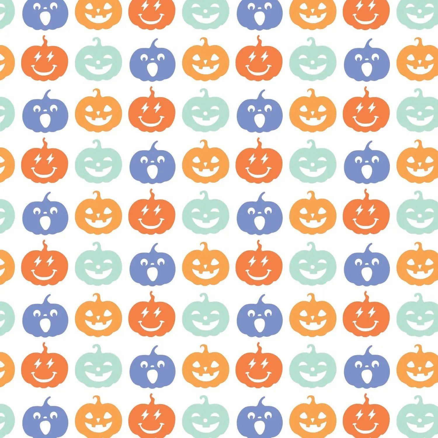 Lila & Hayes Boys Jack Pajamas Set - Blue & Orange Preppy Pumpkins