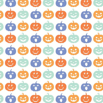 Lila & Hayes Boys Jack Pajamas Set - Blue & Orange Preppy Pumpkins