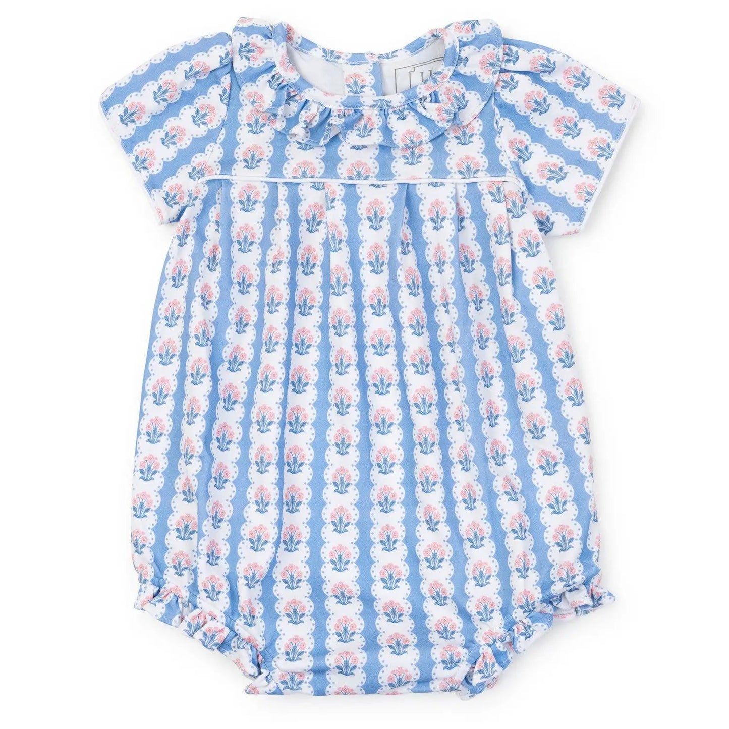 Lila & Hayes Baby Girls Charlotte Bubble - Blue Harvest Ribbon Floral